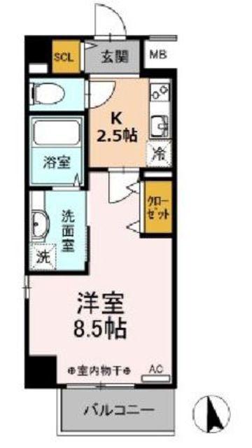 AZALEA(1K/4階)の間取り写真