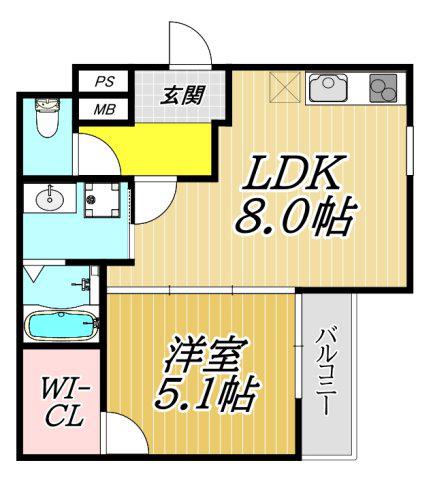 フジパレス立花水堂町(1LDK/3階)の間取り写真