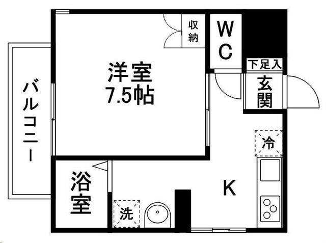 スタークメゾン小松島(1K/1階)の間取り写真