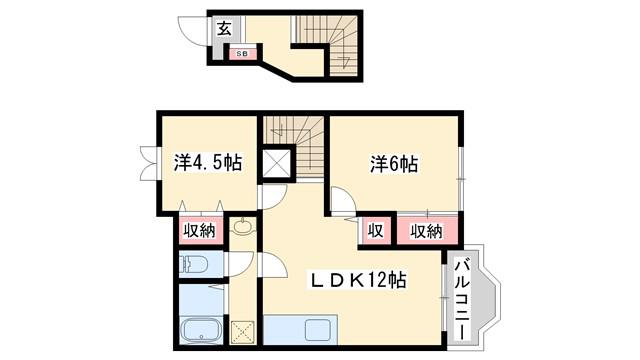 サンクレールII(2LDK/2階)の間取り写真