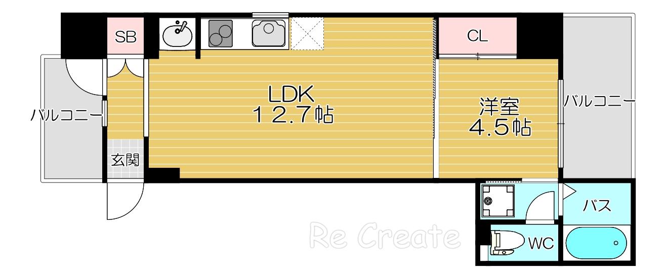 ブリリアントコートクラージュ(1LDK/3階)の間取り写真