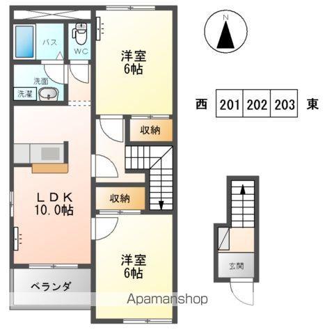 JR常磐線 亘理駅 徒歩6分 2階建 築18年(2LDK/2階)の間取り写真