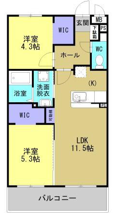 ARTH平松(2LDK/3階)の間取り写真