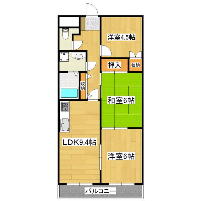 パークサイド篠崎(3LDK/1階)の間取り写真
