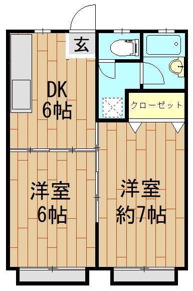 サニーハイツ(2DK/1階)の間取り写真