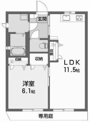 ディアス土居田 A・B・C棟(1LDK/1階)の間取り写真