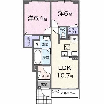 サンセールIX A(2LDK/1階)の間取り写真