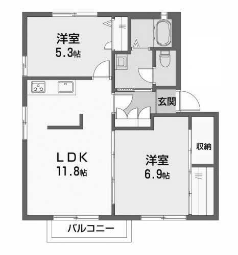 ヴィオラS A・B棟(2LDK/2階)の間取り写真