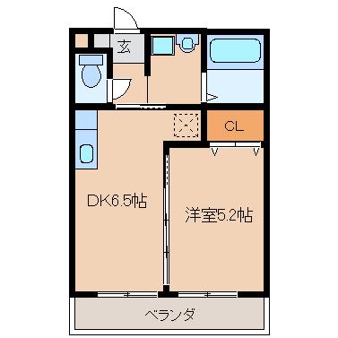 ア・ルーラ東合川(1DK/1階)の間取り写真