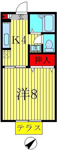 シャーメゾン新柏(1K/2階)の間取り写真