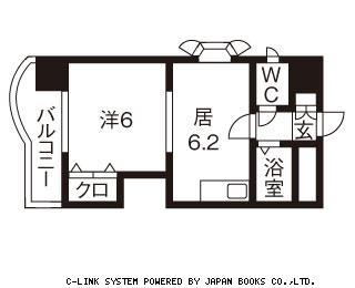 ローヤルハイツ月寒東5(1DK/6階)の間取り写真