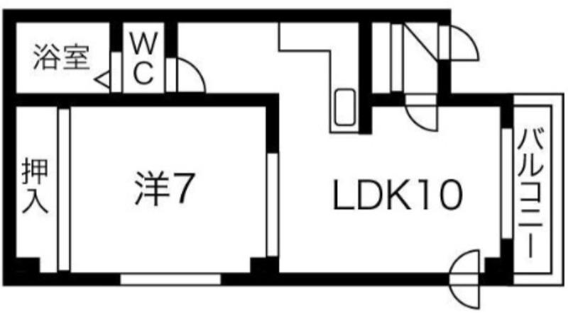 クリスタルコア(1LDK/2階)の間取り写真