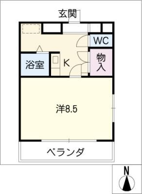 リバティーハイツ(1K/2階)の間取り写真