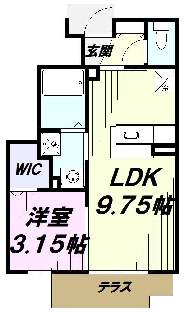 リヴェールβ(1LDK/1階)の間取り写真