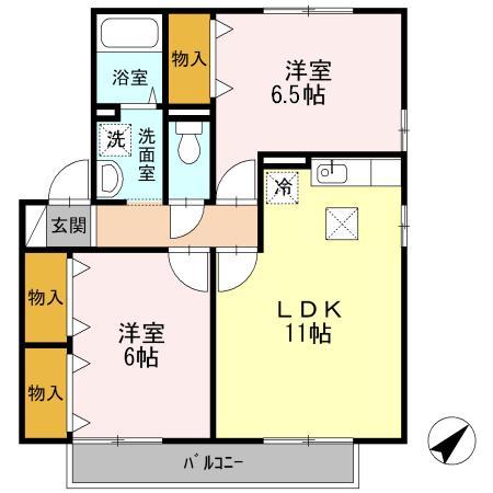 サンライズ豊A(2LDK/1階)の間取り写真