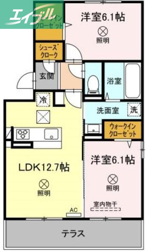 グリーンウイング(2LDK/1階)の間取り写真