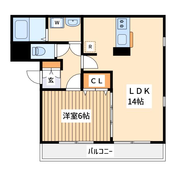 エクシード二ツ木B棟(1LDK/1階)の間取り写真