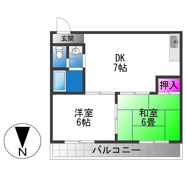 コーポカロッサ(2DK/4階)の間取り写真
