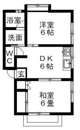 コアパレスひろはた(2DK/2階)の間取り写真
