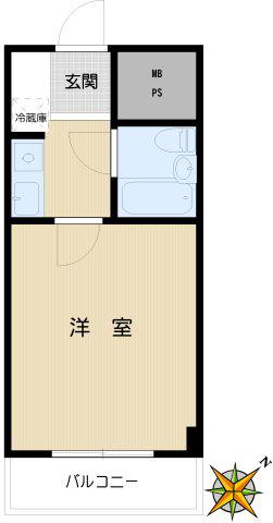 メゾンサンシャイン(1K/12階)の間取り写真