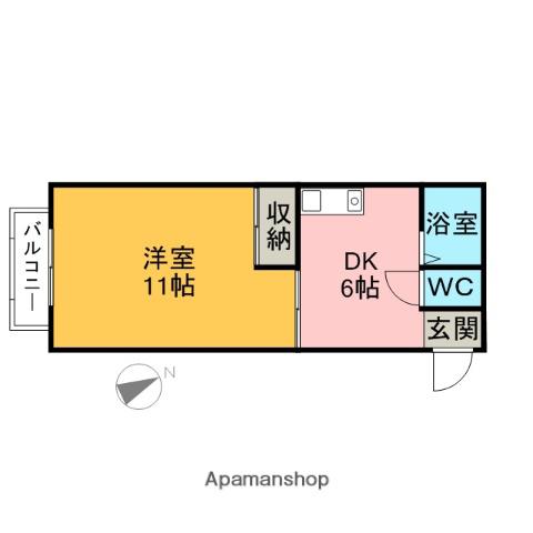 パレス古橋II(1DK/1階)の間取り写真