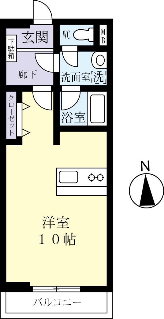 プランドール(ワンルーム/2階)の間取り写真