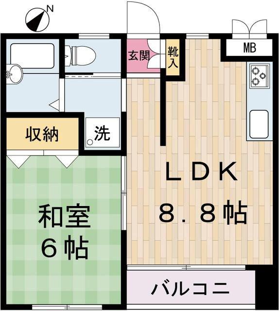 エコーハイツ(1LDK/2階)の間取り写真