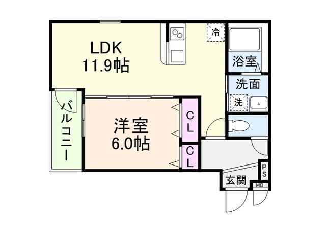 プライムメゾン・ルナ(1LDK/1階)の間取り写真