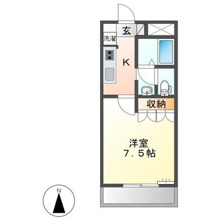 ギャルソニエール泉(1K/1階)の間取り写真