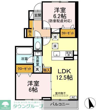 アヴァンセ横浜小机(2LDK/1階)の間取り写真