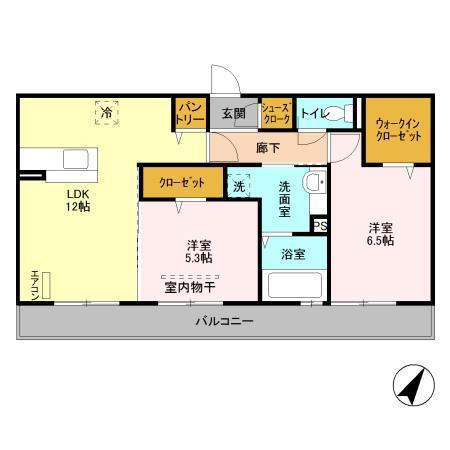 ルアナ姉崎(2LDK/2階)の間取り写真