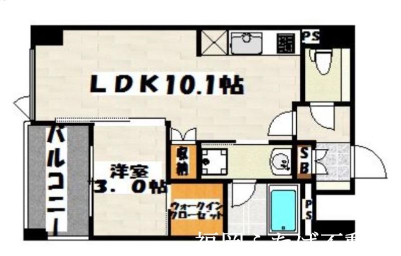 エトゥール博多駅北(1LDK/2階)の間取り写真