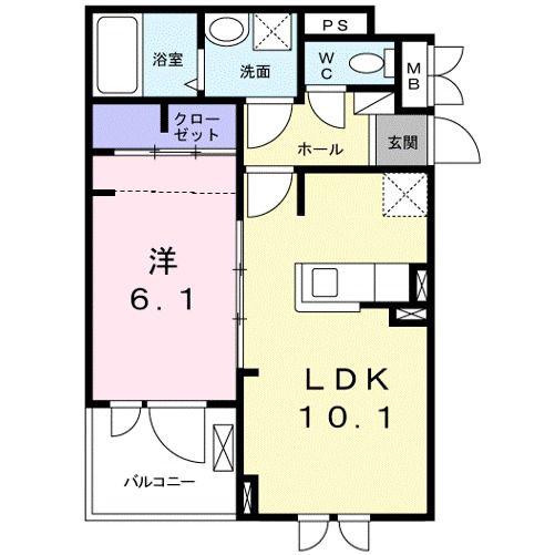 バンブーフォレストA(1LDK/3階)の間取り写真