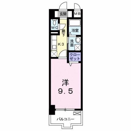 エヴァーグリーンO(1K/4階)の間取り写真