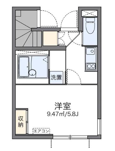 ハイツサングリーン(1K/1階)の間取り写真