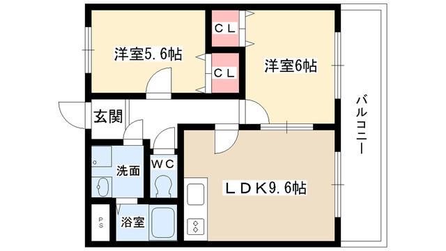 サンアペックス西城(2LDK/3階)の間取り写真