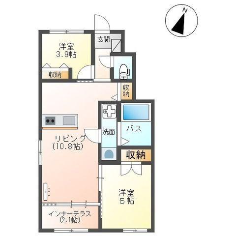 ラグーナ青葉台(2LDK/1階)の間取り写真