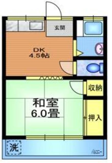 アマミハイツC(1DK/1階)の間取り写真