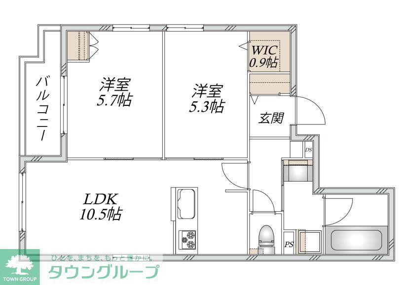東生田1丁目メゾン(2LDK/2階)の間取り写真
