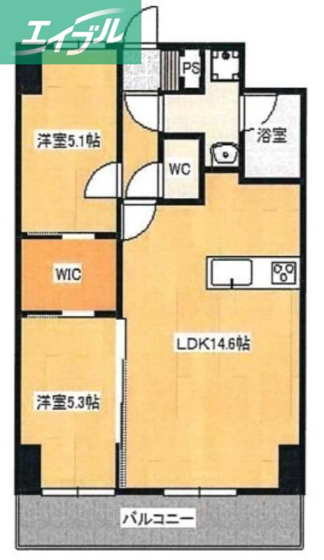 BELLA CASA ノース(2LDK/8階)の間取り写真