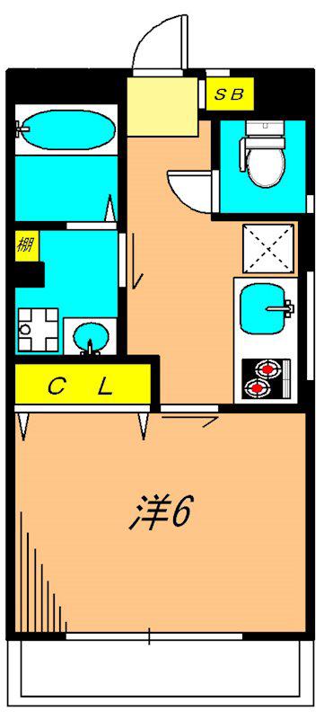 鈴木マンション(1K/2階)の間取り写真