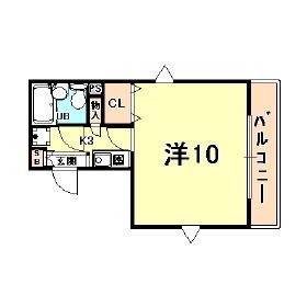 湊川サンシャイン(1K/3階)の間取り写真