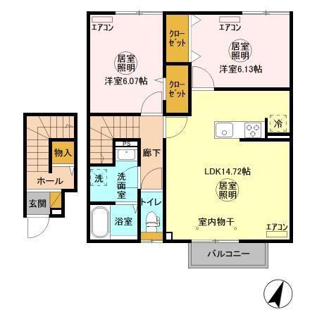 ティールーム湊 II(2LDK/2階)の間取り写真