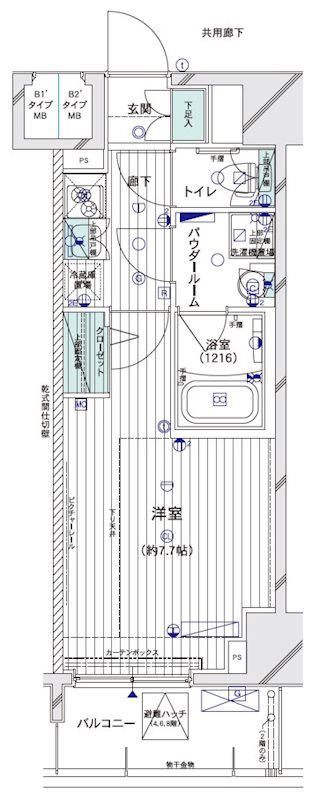 メインステージ大山II(1K/4階)の間取り写真