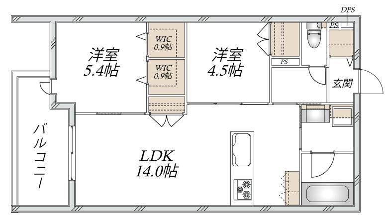 VESTA(2LDK/3階)の間取り写真