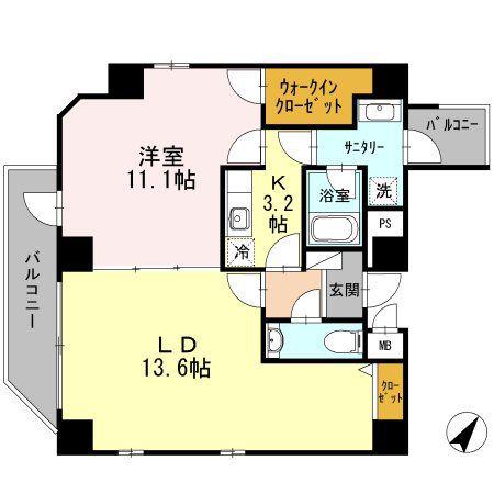 レジデンス・クレド駒込(1LDK/4階)の間取り写真