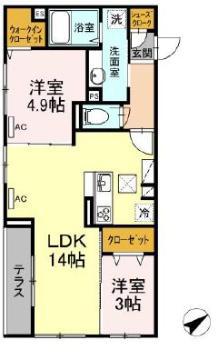 メゾンN&N(2LDK/1階)の間取り写真