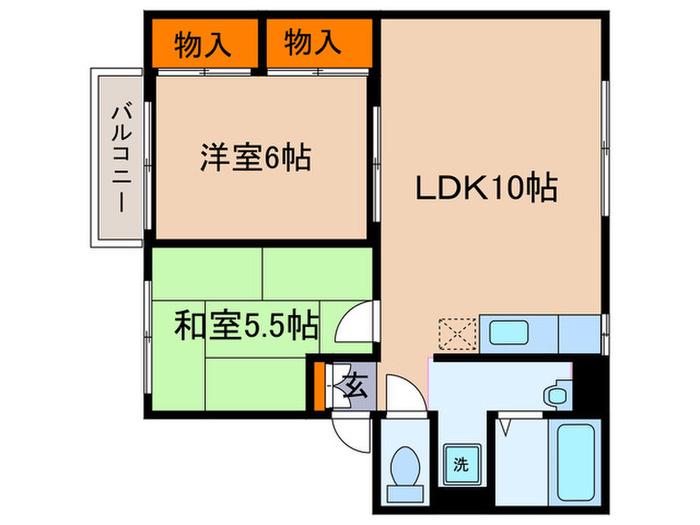ハイツ南山路(2LDK/2階)の間取り写真