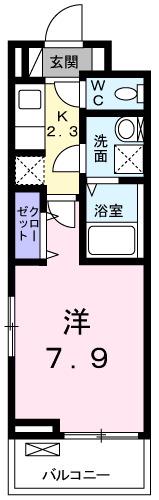 サラスバティII(1K/2階)の間取り写真