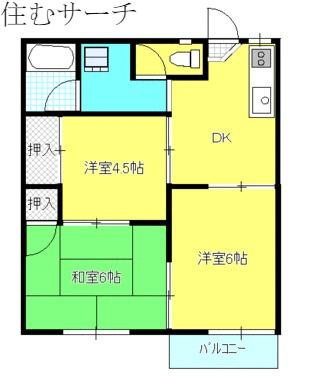 フォーブル四日市B棟(3DK/2階)の間取り写真